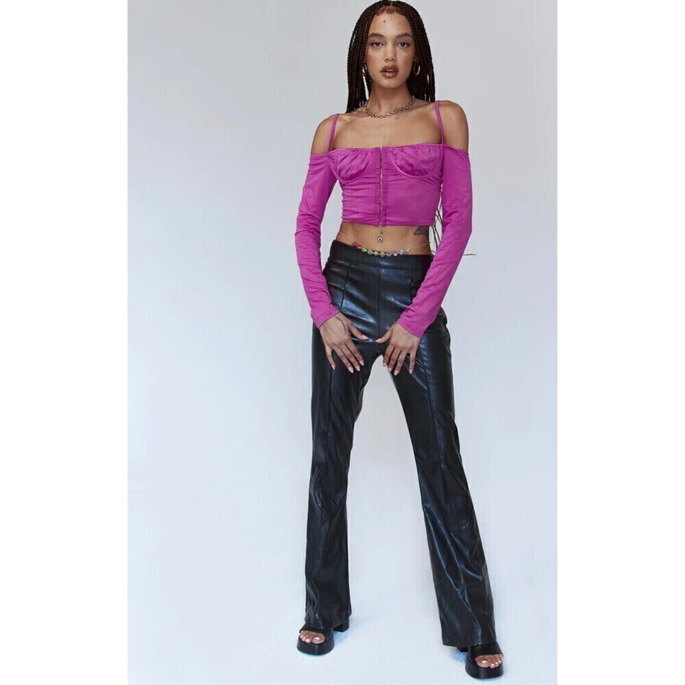 Princess Polly ZInnia Purple Crop Blouse Long Sleeve Top | Sz 10 Spring Casual